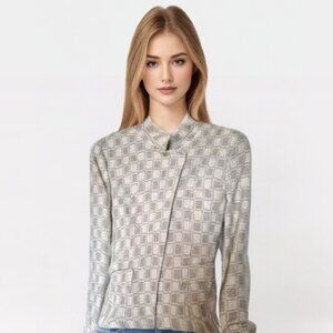 TIME PostModern made in Italy grey/cream check pattern jacket Sz S